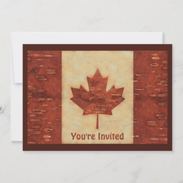 Invitación Bandera Canadiense En El Interior De La Baraja De  (Anverso)