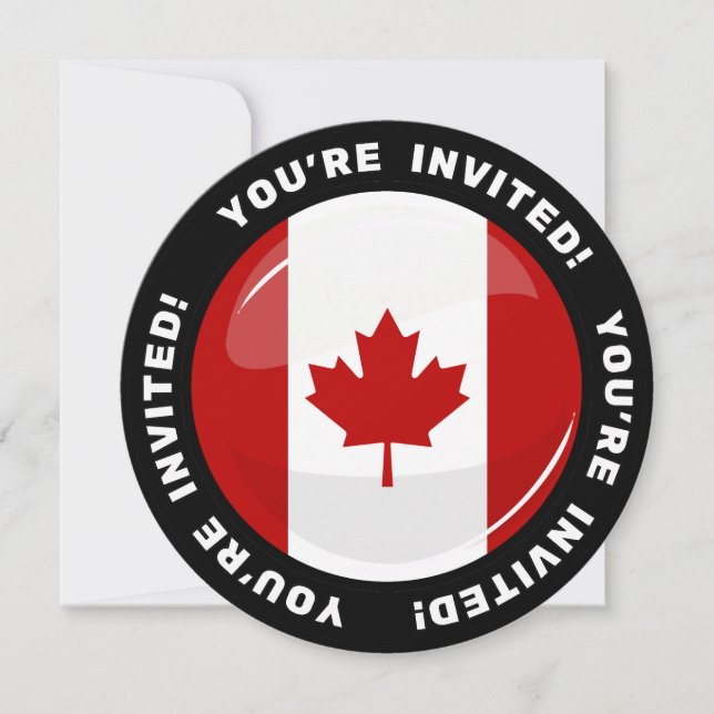 Invitación Bandera canadiense redonda brillante (Anverso)