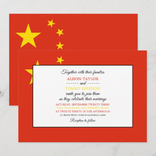 Invitación Bandera china, bandera de China Boda