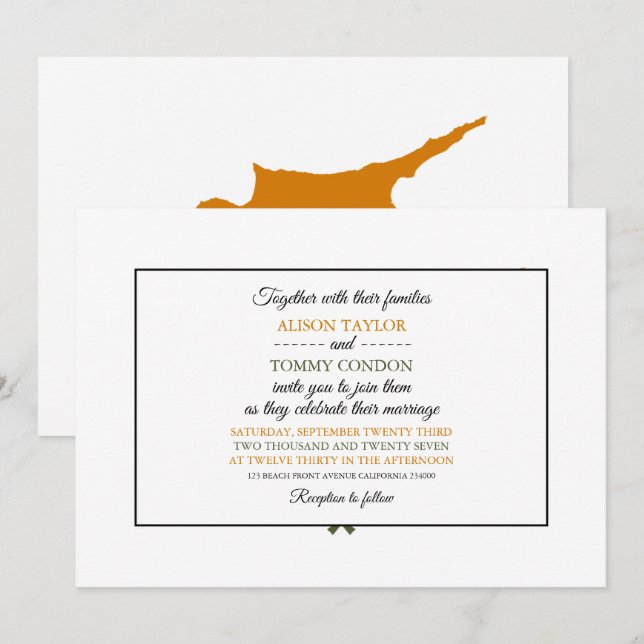 Invitación Bandera chipriota, Bandera de Chipre Boda (Anverso / Reverso)