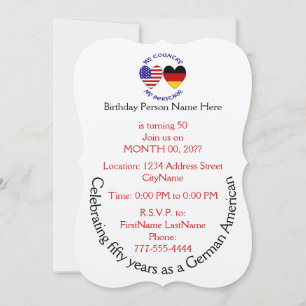 Invitación Bandera corazón de Alemania EE. UU. Patrimonio 