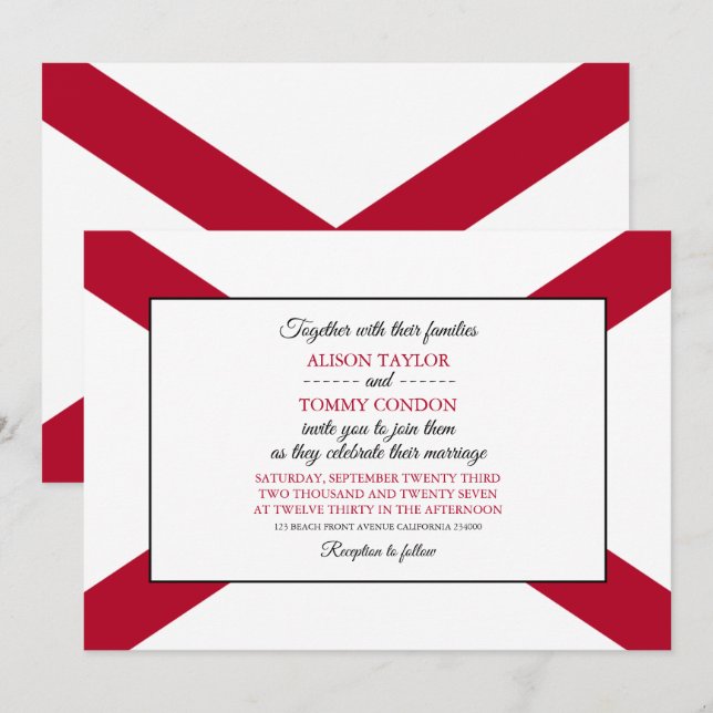Invitación Bandera de Alabama, Bandera del Boda de Alabama (Anverso / Reverso)