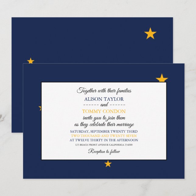 Invitación Bandera de Alaska, bandera del Boda de Alaska (Anverso / Reverso)