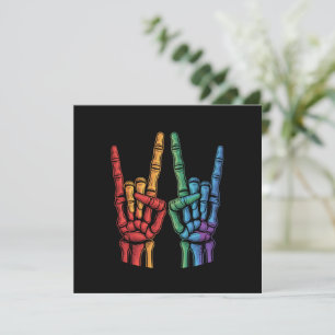 Invitación Bandera de arcoíris LGBTQ de mano de roca esquelet