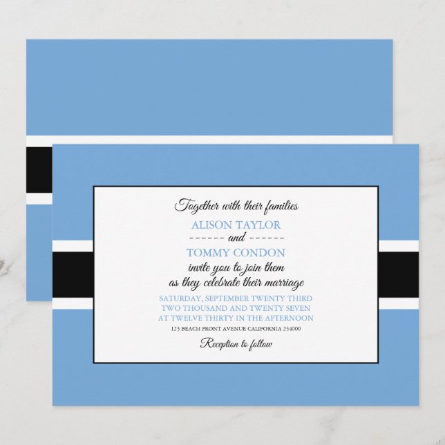 Invitación Bandera de Botswana, bandera de Botswana Boda (Anverso / Reverso)