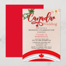 Invitación Bandera de Canadá y Boda de Florals