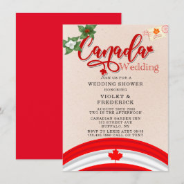 Invitación Bandera de Canadá y ducha de boda florals