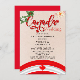 Invitación Bandera de Canadá y ducha de boda florals