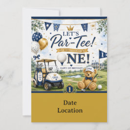 Invitación Bandera de cumpleaños número 1 de golf con carrito