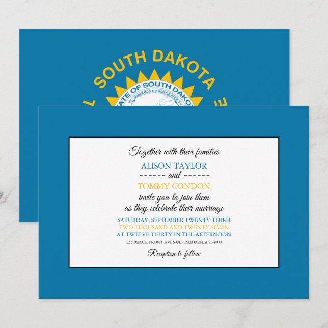Invitación Bandera de Dakotan del Sur, Bandera del Boda de Da (Anverso / Reverso)