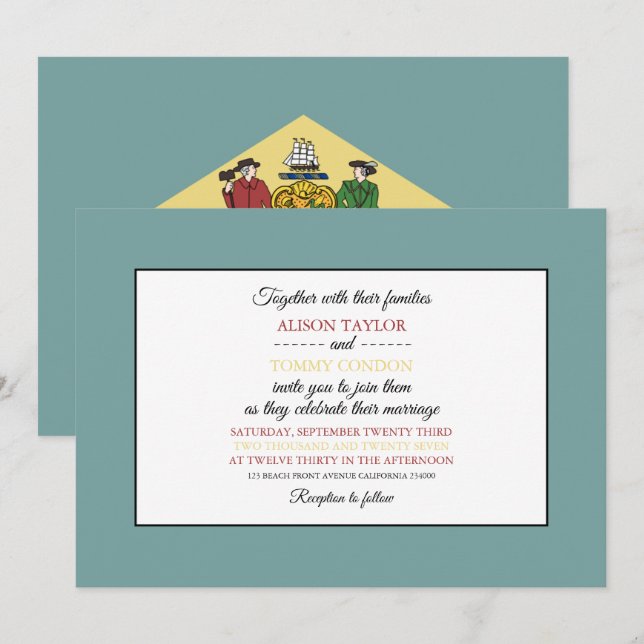 Invitación Bandera de Delawarean, Bandera del Boda de Delawar (Anverso / Reverso)