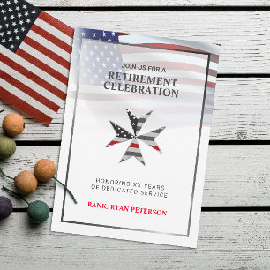 Invitación Bandera de EE. UU.   Cruz de Malta de Línea Roja F