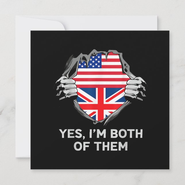 Invitación Bandera de EE. UU. e Inglaterra Mitad Americana Mi (Anverso)