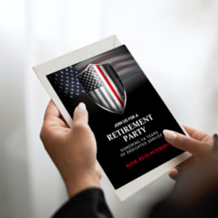 Invitación Bandera de EE. UU.   Escudo de línea roja fina   N