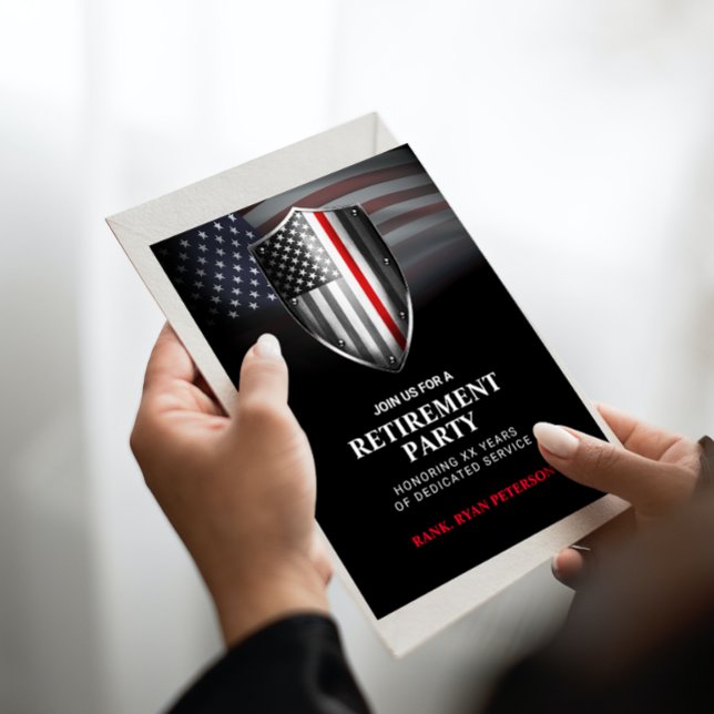 Invitación Bandera de EE. UU. | Escudo de línea roja fina | N (Subido por el creador)