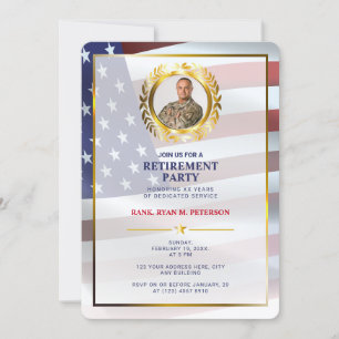 Invitación Bandera de EE. UU.   Hoja de Laurel Dorada   Jubil