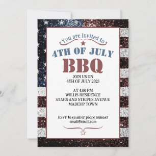 Invitación Bandera de EE. UU. rustic destellos 4 de julio fie
