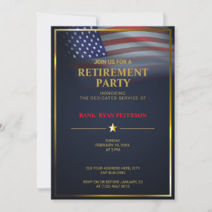 Invitación Bandera de EE. UU.   Transparente   Marco dorado  