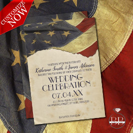 Invitación Bandera de época patriótica del Boda militar