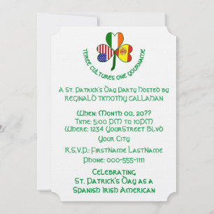 Invitación Bandera de España Irlanda EE. UU. Trébol
