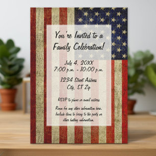 Invitación Bandera de Estados Unidos con un aspecto vintage F