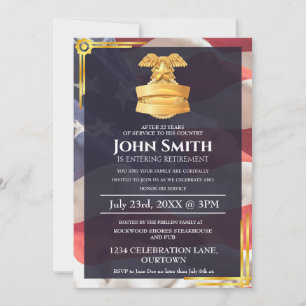 Invitación Bandera de Estados Unidos   Fiesta de Jubilación M