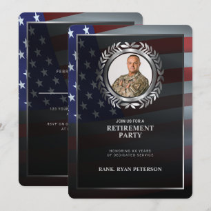 Invitación Bandera de Estados Unidos   Hoja de Laurel de Plat