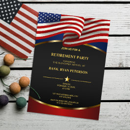 Invitación Bandera de Estados Unidos | Líneas de curva de oro