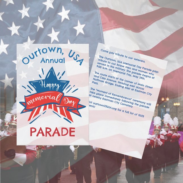 Invitación Bandera de Estrella del Día Conmemorativo Desfile  (Subido por el creador)