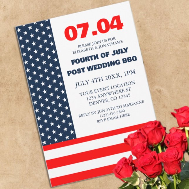 Invitación Bandera De Estrellas Y Banderas 4 De Julio Post Bo (Subido por el creador)