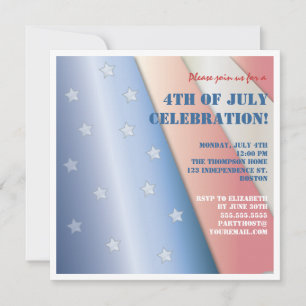 Invitación Bandera de Estrellas y Banderas el 4 de julio, inv