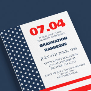 Invitación Bandera de estrellas y barras graduación del 4 de 