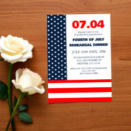 Invitación Bandera De Estrellas Y Rayas 4 De Julio Ensayo Cen