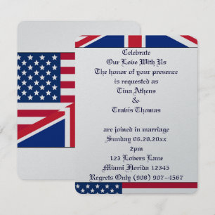 Invitación Bandera de estrellas y rayas Amor Boda Novia Novio