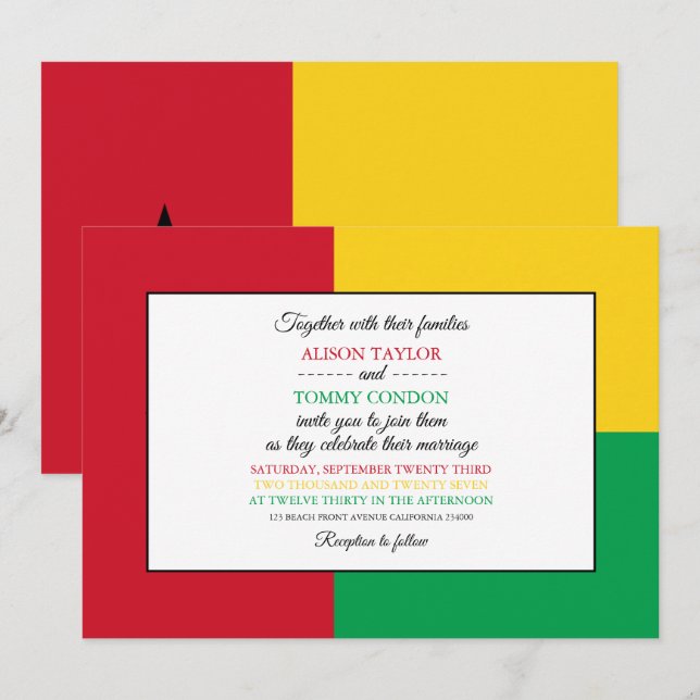 Invitación Bandera de Guinea-Bissau, bandera de Guinea-Bissau (Anverso / Reverso)