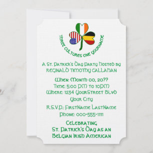 Invitación Bandera de Irlanda Bélgica EE. UU. Shamrock Person