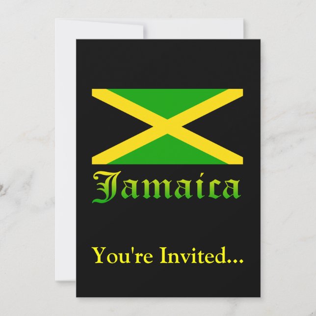 Invitación Bandera de Jamaica, negra, verde y amarilla (Anverso)