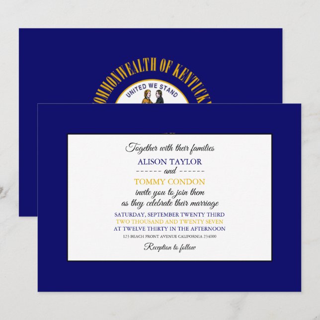 Invitación Bandera de Kentuckian, bandera del Boda de Kentuck (Anverso / Reverso)