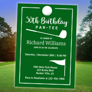 Invitación Bandera de la bola de golf Bandera Verde Moderno 5