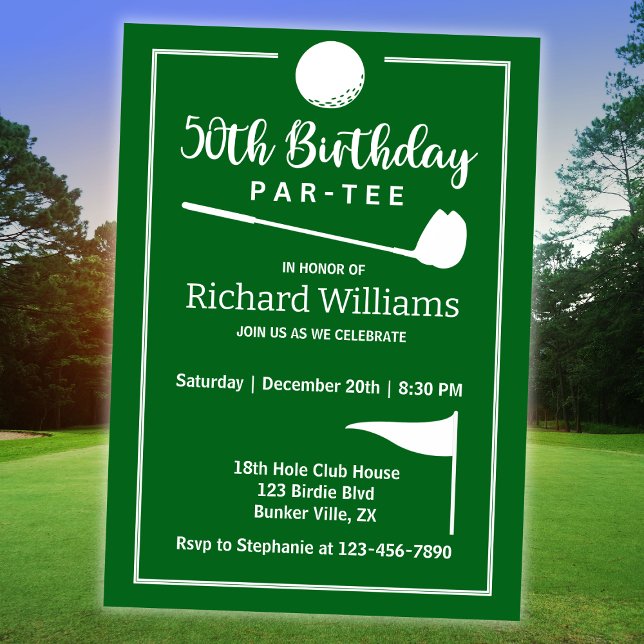 Invitación Bandera de la bola de golf Bandera Verde Moderno 5 (Subido por el creador)