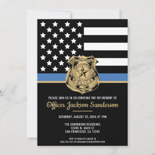 Invitación Bandera de la Línea Azul de la Policía Jubilación 