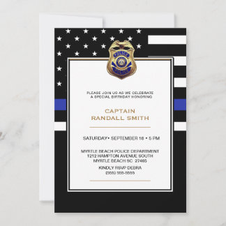 Invitación Bandera de la línea azul del partido de cumpleaños