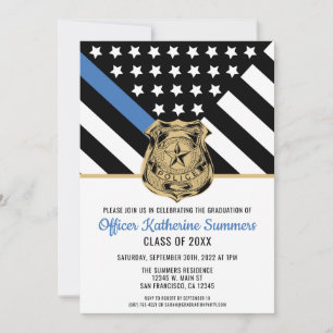 Invitación Bandera de la Línea Azul Fina de la Policía Felici