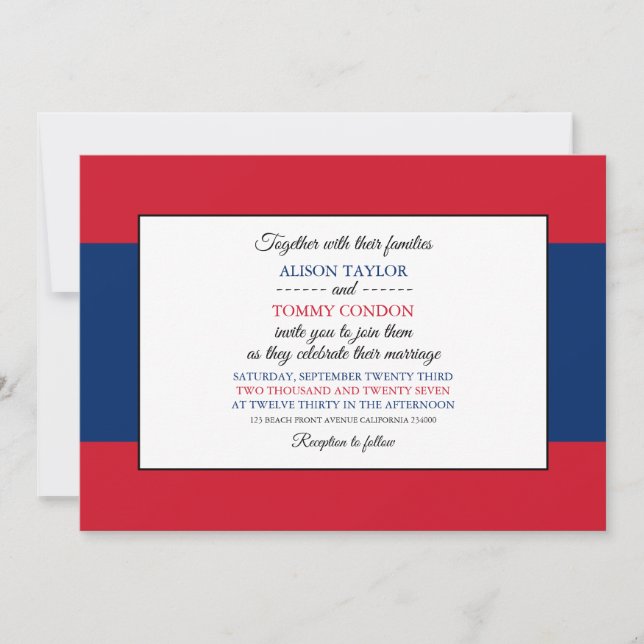 Invitación Bandera de Laos, bandera de Laos Boda (Anverso)