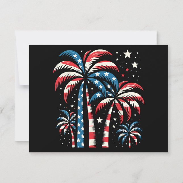 Invitación Bandera de los EEUU de verano 4 de julio (Anverso)