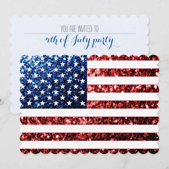 Invitación bandera de los Estados Unidos brillantes de azul r (Anverso / Reverso)