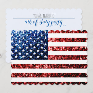 Invitación bandera de los Estados Unidos brillantes de azul r