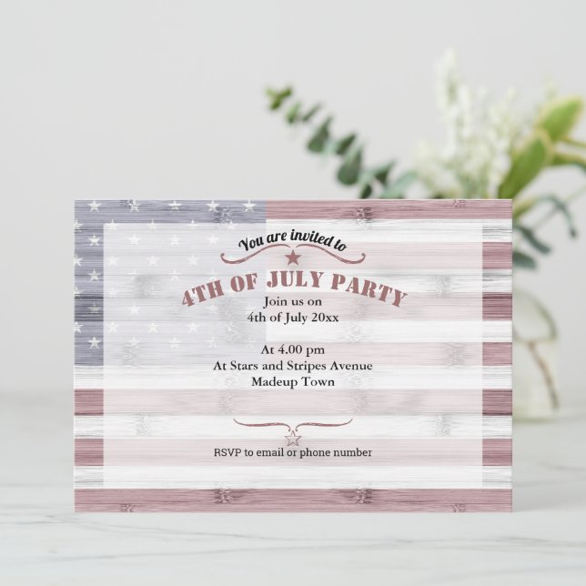 Invitación Bandera de los Estados Unidos de América del Día 4 (Anverso de pie)