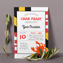 Invitación Bandera de Maryland Feliz Cangrejo Náutico en toda