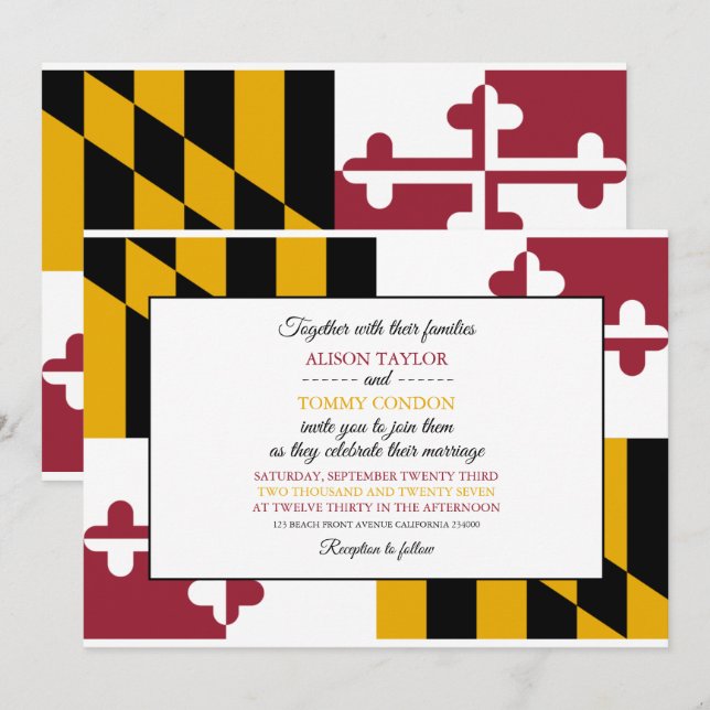 Invitación Bandera de Marylander, bandera del Boda de Marylan (Anverso / Reverso)